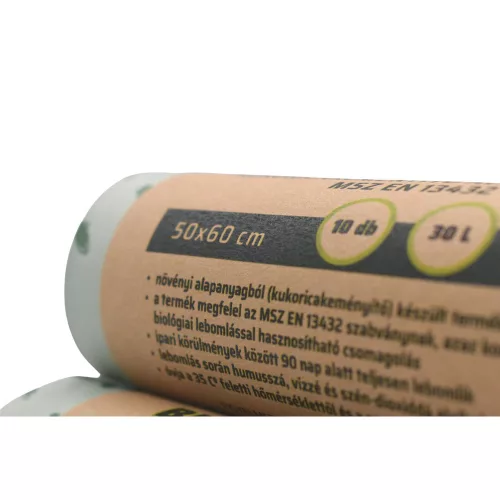 Lebomló Szemeteszsák, PLA 500x600x0,02 mm 10 db/tekercs, 30 liter