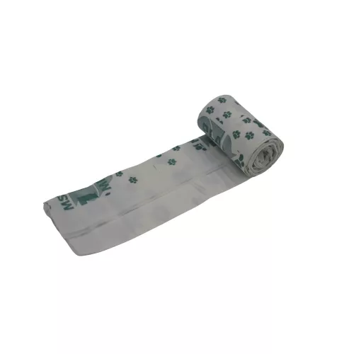 Lebomló "KUTYAKAKIS" rollos zöld tasak, PLA 110+(2x40)x300x0,018 mm