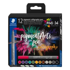   Kalligrafikus rostirón készlet, 2 mm, STAEDTLER "Pigment 375", 12 különböző szín