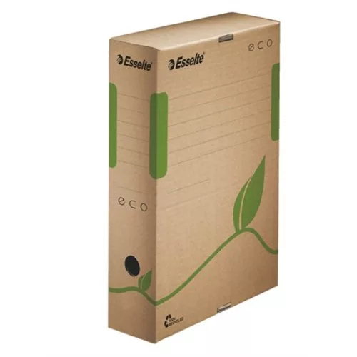 Archiválódoboz, A4, 80 mm, újrahasznosított karton, ESSELTE "Eco", barna