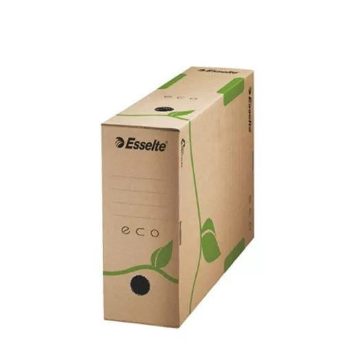 Archiválódoboz, A4, 100 mm, újrahasznosított karton, ESSELTE "Eco", barna