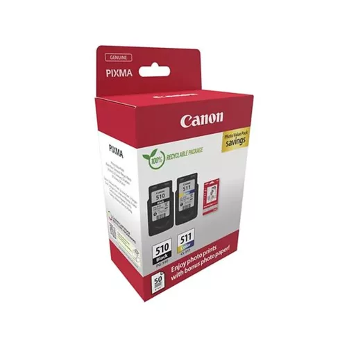 PG510/CL511 Tintapatron multipack + GP-501 fotópapír, Pixma MP240 nyomtatóhoz, CANON, fekete, színes, 220+240 o. + 50 ív - 3db