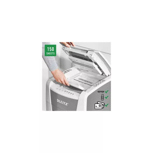 Iratmegsemmisítő, konfetti, 150 lap, LEITZ "IQ AutoFeed Office 150 P4 Pro"