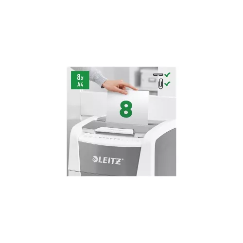 Iratmegsemmisítő, mikrokonfetti, 300 lap, LEITZ "IQ AutoFeed Office 300 P5 Pro"