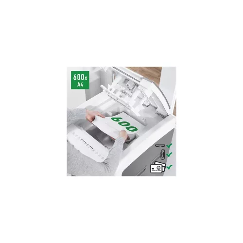 Iratmegsemmisítő, konfetti, 600 lap, LEITZ "IQ AutoFeed Office 600 P4"