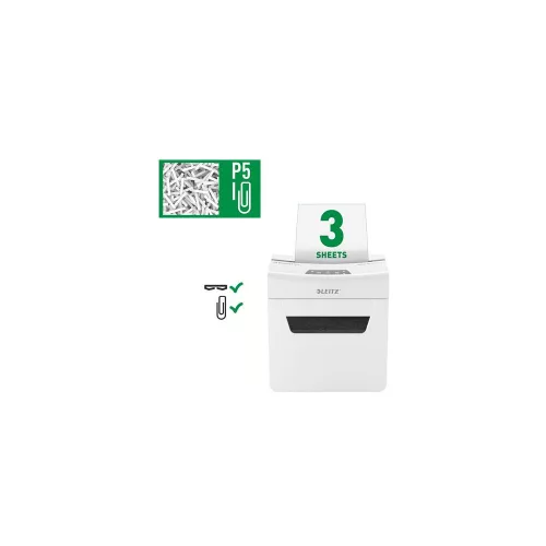 Iratmegsemmisítő, mikrokonfetti, 3 lap, LEITZ "IQ Protect 3M"