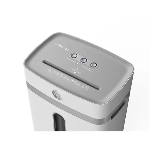 Iratmegsemmisítő, konfetti, 12 lap, HP "Oneshred 12CC", világosszürke