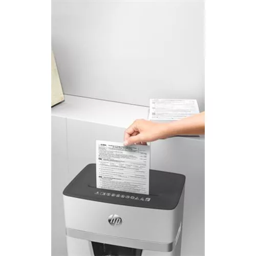 Iratmegsemmisítő, mikrokonfetti, 10 lap, HP "Oneshred 10MC", világosszürke