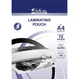   Meleglamináló fólia, 75 mikron, A4, fényes, VICTORIA OFFICE - 100db
