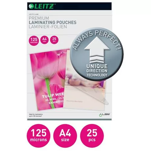 Meleglamináló-fólia, 125 mikron, A4, fényes, UDT technológiával, LEITZ "iLam" - 25db