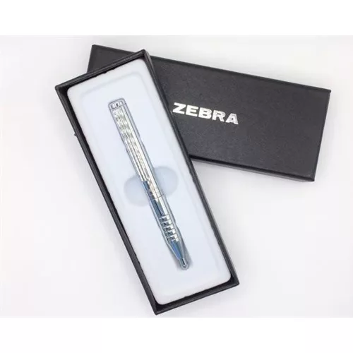 Golyóstoll, 0,24 mm, teleszkópos, ezüst színű tolltest, ZEBRA "SL-F1", kék