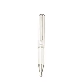   Golyóstoll, 0,24 mm, teleszkópos, metálfehér tolltest, ZEBRA "SL-F1", kék