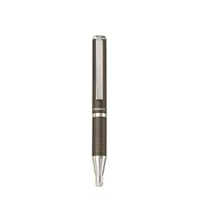   Golyóstoll, 0,24 mm, teleszkópos, metálszürke tolltest, ZEBRA "SL-F1", kék