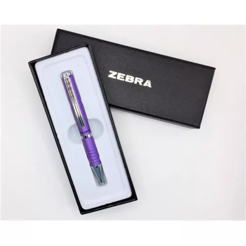 Golyóstoll, 0,24 mm, teleszkópos, metállila tolltest, ZEBRA "SL-F1", kék