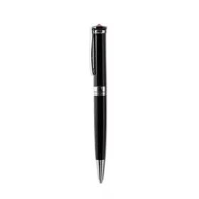   Golyóstoll, fekete, "Rimini", rózsaszín SWAROVSKI® kristállyal, 14 cm, ART CRYSTELLA®