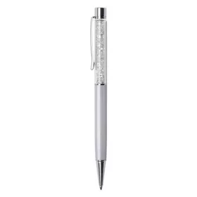   Golyóstoll, krémfehér, felül fehér SWAROVSKI® kristállyal töltve, 14 cm, ART CRYSTELLA®