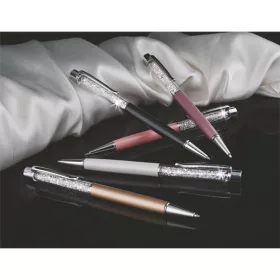   Golyóstoll, világoslila, felül fehér SWAROVSKI® kristállyal töltve, 14 cm, ART CRYSTELLA®