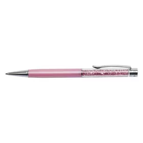   Golyóstoll, rózsaszín, felül rózsaszín SWAROVSKI® kristállyal töltve, 14 cm, ART CRYSTELLA®