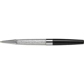   Golyóstoll, fekete, alul fehér SWAROVSKI® kristállyal töltve, 14cm, ART CRYSTELLA®