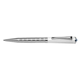   Golyóstoll, fehér-ezüst "Rialto", zafírkék SWAROVSKI® kristállyal, 14cm, ART CRYSTELLA®