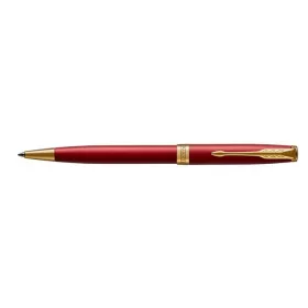   Golyóstoll, 1 mm, rotációs, piros tolltest, arany klip, PARKER "Royal Sonnet", kék