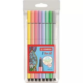   Rostirón készlet, 1 mm, STABILO "Pen 68", 8 pasztell szín