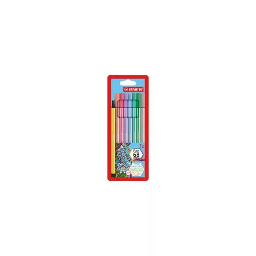 Rostirón készlet, 1 mm, STABILO "Pen 68", 8 pasztell szín