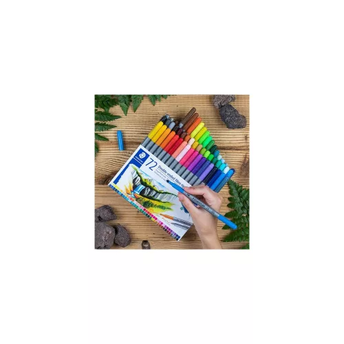 Rostirón készlet, 0,8/3,0 mm, kétvégű, STAEDTLER® "3200", 72 különböző szín