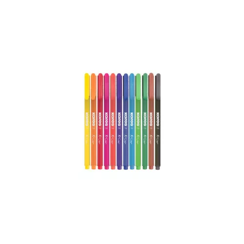 Tűfilc készlet, 0,4 mm, KORES "K-Liner", 12 különböző szín