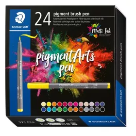   Ecsetirón készlet, STAEDTLER "Pigment brush 371", 24 különböző szín