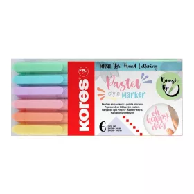   Ecsetirón készlet, KORES "Pastel Style", 6 pasztell szín