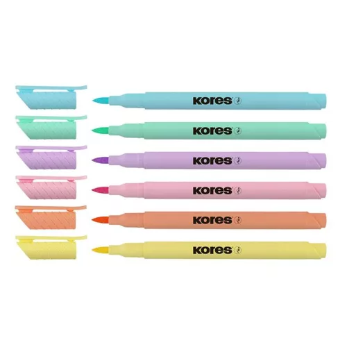 Ecsetirón készlet, KORES "Pastel Style", 6 pasztell szín