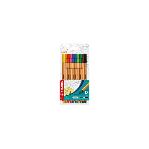 Tűfilc készlet, 0,4 mm, STABILO "Point 88", 10 különböző szín