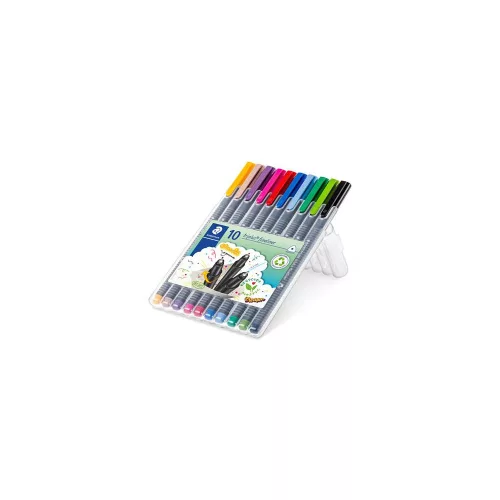 Tűfilc készlet, 0,3 mm, STAEDTLER "Triplus 334", 10 különböző szín