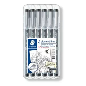   Tusfilc készlet, STAEDTLER "Pigment Liner 308", fekete, 4+2 darab
