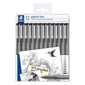   Tusfilc készlet, 12 különböző vonalvastagság, STAEDTLER "Pigment Liner 308", fekete
