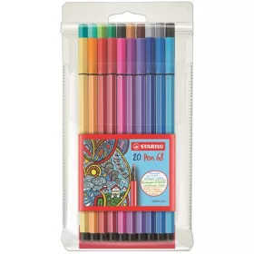   Rostirón készlet, 1 mm, STABILO "Pen 68", 20 különböző szín