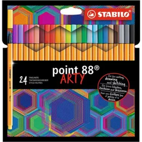   Tűfilc készlet, 0,4 mm, STABILO "Point 88 ARTY", 24 különböző szín