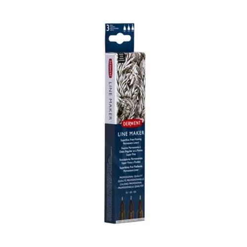 Tűfilc szett, 0,1/ 0,3/0,5 mm, DERWENT "Line Marker", fekete