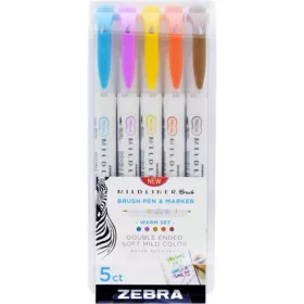   Ecsetirón készlet, kétvégű ZEBRA "Mildliner Warm", 5 szín