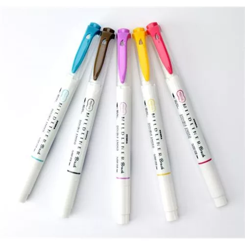 Ecsetirón készlet, kétvégű ZEBRA "Mildliner Warm", 5 szín
