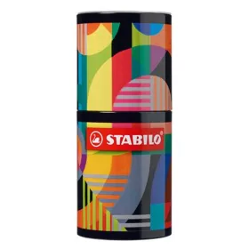   Rostirón készlet, hengeres fém doboz, 1 mm, STABILO "Pen 68 ARTY", 45 különböző szín