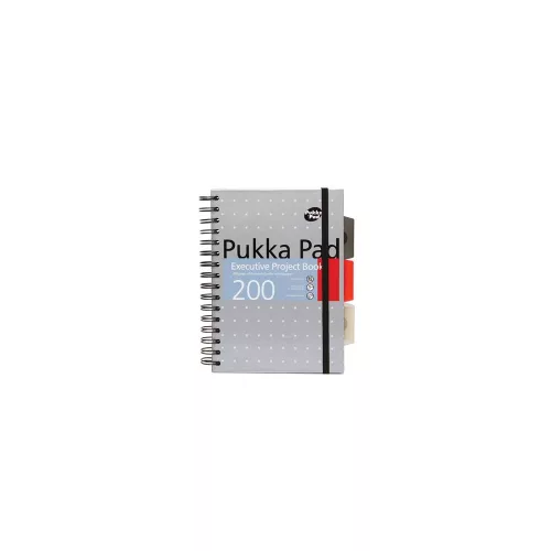 Spirálfüzet, A5, vonalas, 100 lap, PUKKA PAD "Metallic Project Book", vegyes szín