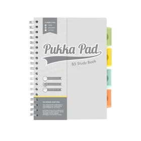 Spirálfüzet, B5, PUKKA PAD "Study book", szürke
