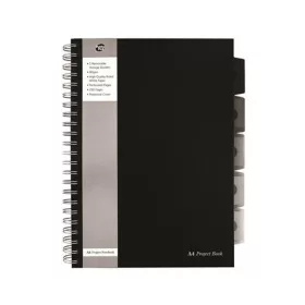   Spirálfüzet, A4, vonalas, 125 lap, PUKKA PAD "Black project book", fekete