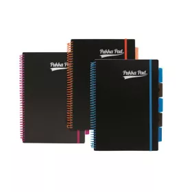   Spirálfüzet, A4, vonalas, 100 lap, PUKKA PAD, "Neon black project book"