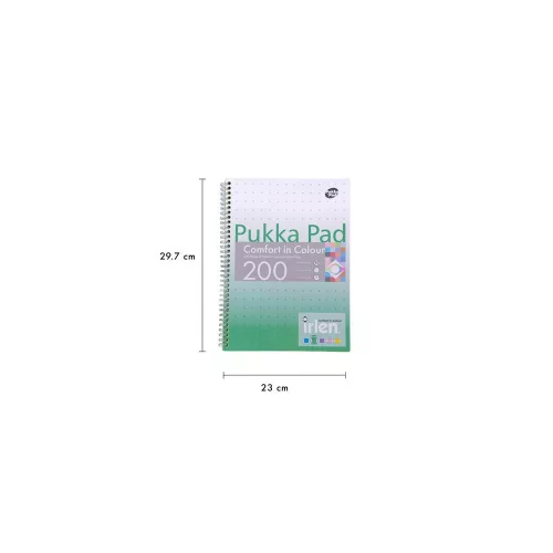 Spirálfüzet, A4, vonalas, 100 lap, PUKKA PAD "Irlen Jotta Green"
