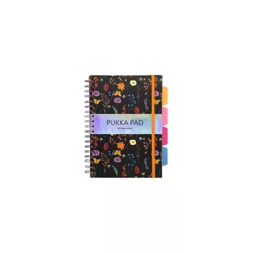 Spirálfüzet, B5, vonalas, 100 lap, PUKKA PAD "Project Book Bloom", vegyes minta
