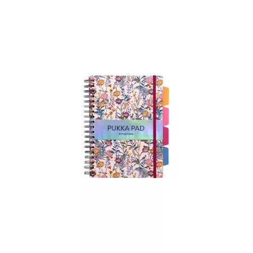 Spirálfüzet, B5, vonalas, 100 lap, PUKKA PAD "Project Book Bloom", vegyes minta