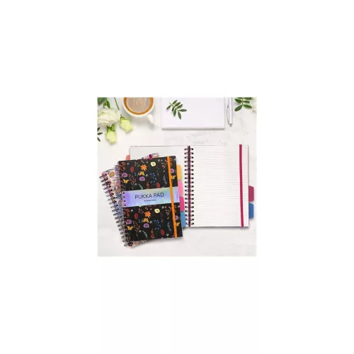 Spirálfüzet, B5, vonalas, 100 lap, PUKKA PAD "Project Book Bloom", vegyes minta